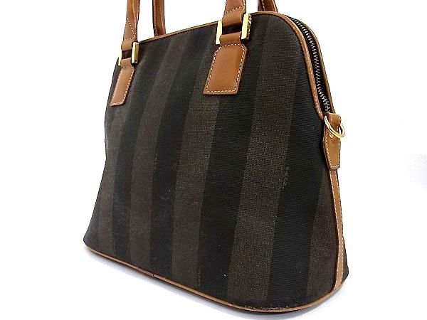 1円 FENDI フェンディ ペカン柄 PVC×レザー 2WAY ハンドバッグ ショルダーバッグ レディース ブラウン系 Y418JO