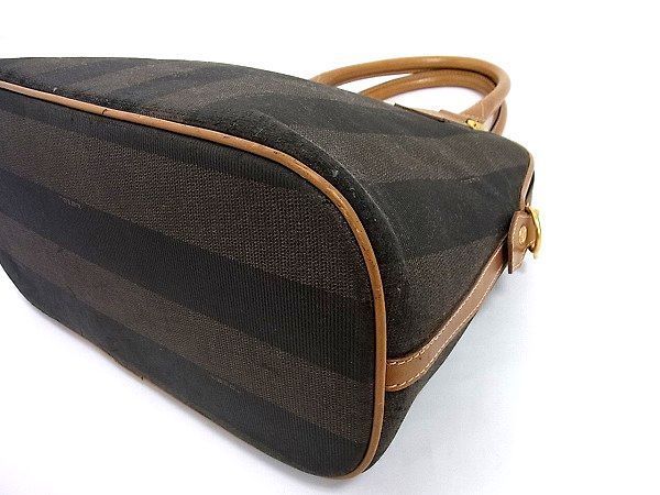 1円 FENDI フェンディ ペカン柄 PVC×レザー 2WAY ハンドバッグ ショルダーバッグ レディース ブラウン系 Y418JO