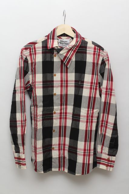 MAN タータンチェックアシメ長袖シャツ Vivienne Westwood ヴィヴィアンウエストウッド 181216_h_03_bl