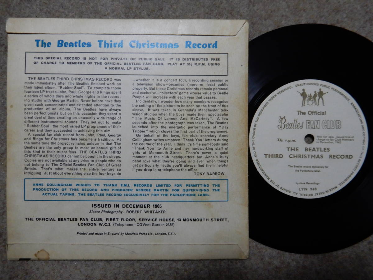 The Beatles-Third Christmas Record 英Orig.Beatles Fan Club フレクシ ディスク(その他 ...