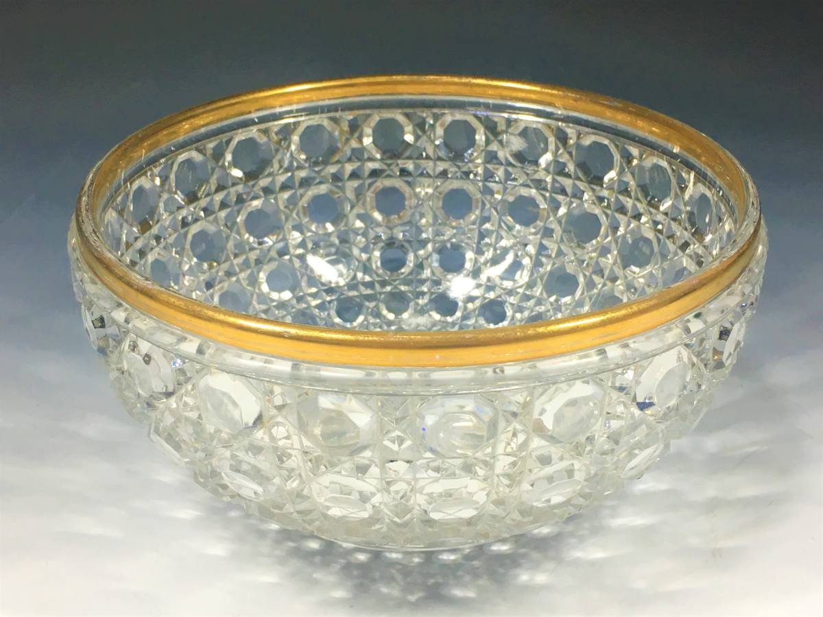 定番，2026 な金彩モデル Baccarat バカラ ディアマン ボウル ダイヤモンド ピエーリー プレート ボール ゴールド ガラス デキャンタ ベース(工芸ガラス)｜売買されたオークション情報、yahooの商品情報を 工芸ガラス