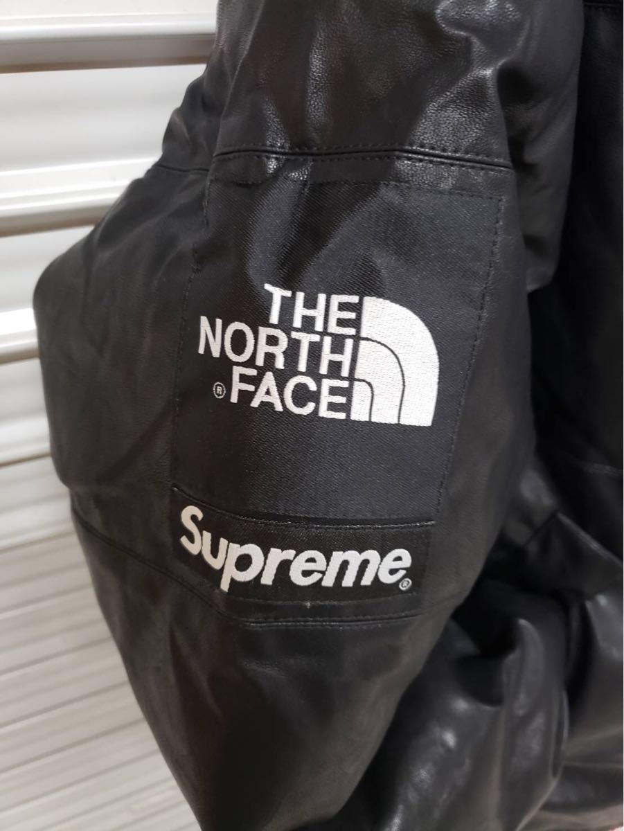 新品　正規品　Supreme シュプリーム 17AW THE NORTH FACE レザー ヌプシ ダウン ジャケット ノースフェイス Leather Nuptse Jacket L Logo Hooded Box 中古・古着通販Supreme 17AWモデル 蛍光ボックス