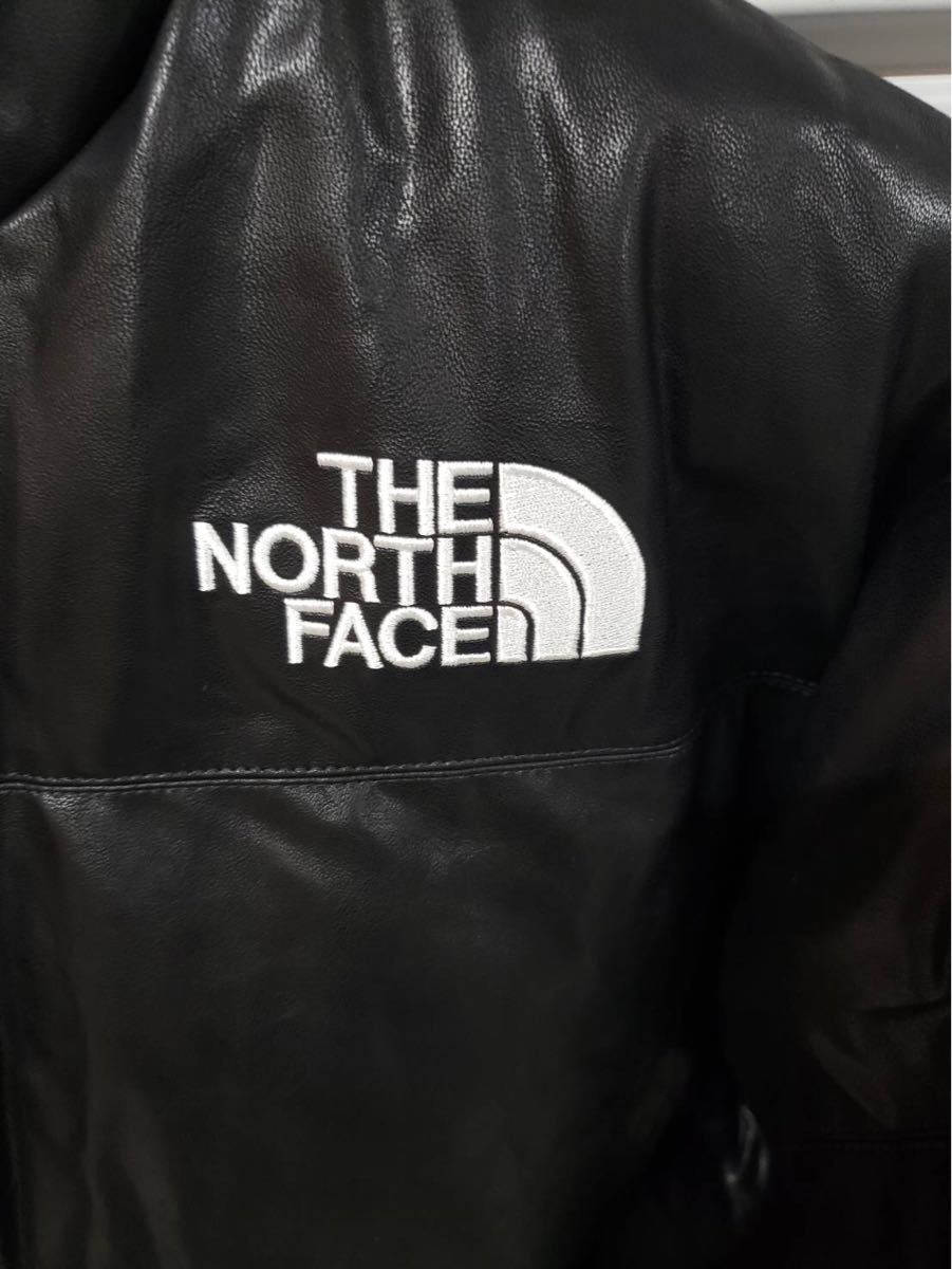 新品　正規品　Supreme シュプリーム 17AW THE NORTH FACE レザー ヌプシ ダウン ジャケット ノースフェイス Leather Nuptse Jacket L Logo Hooded Box 中古・古着通販Supreme 17AWモデル 蛍光ボックス