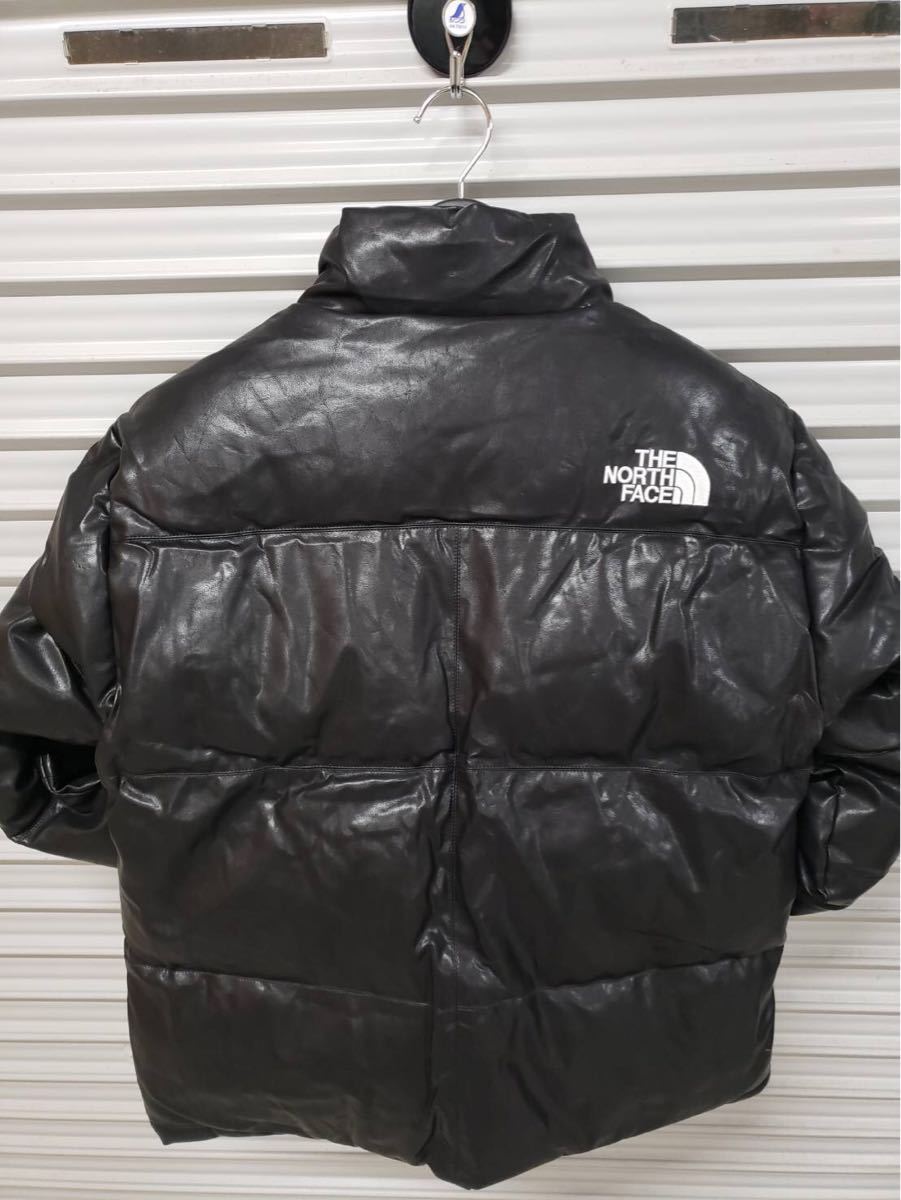 新品　正規品　Supreme シュプリーム 17AW THE NORTH FACE レザー ヌプシ ダウン ジャケット ノースフェイス Leather Nuptse Jacket L Logo Hooded Box 中古・古着通販Supreme 17AWモデル 蛍光ボックス