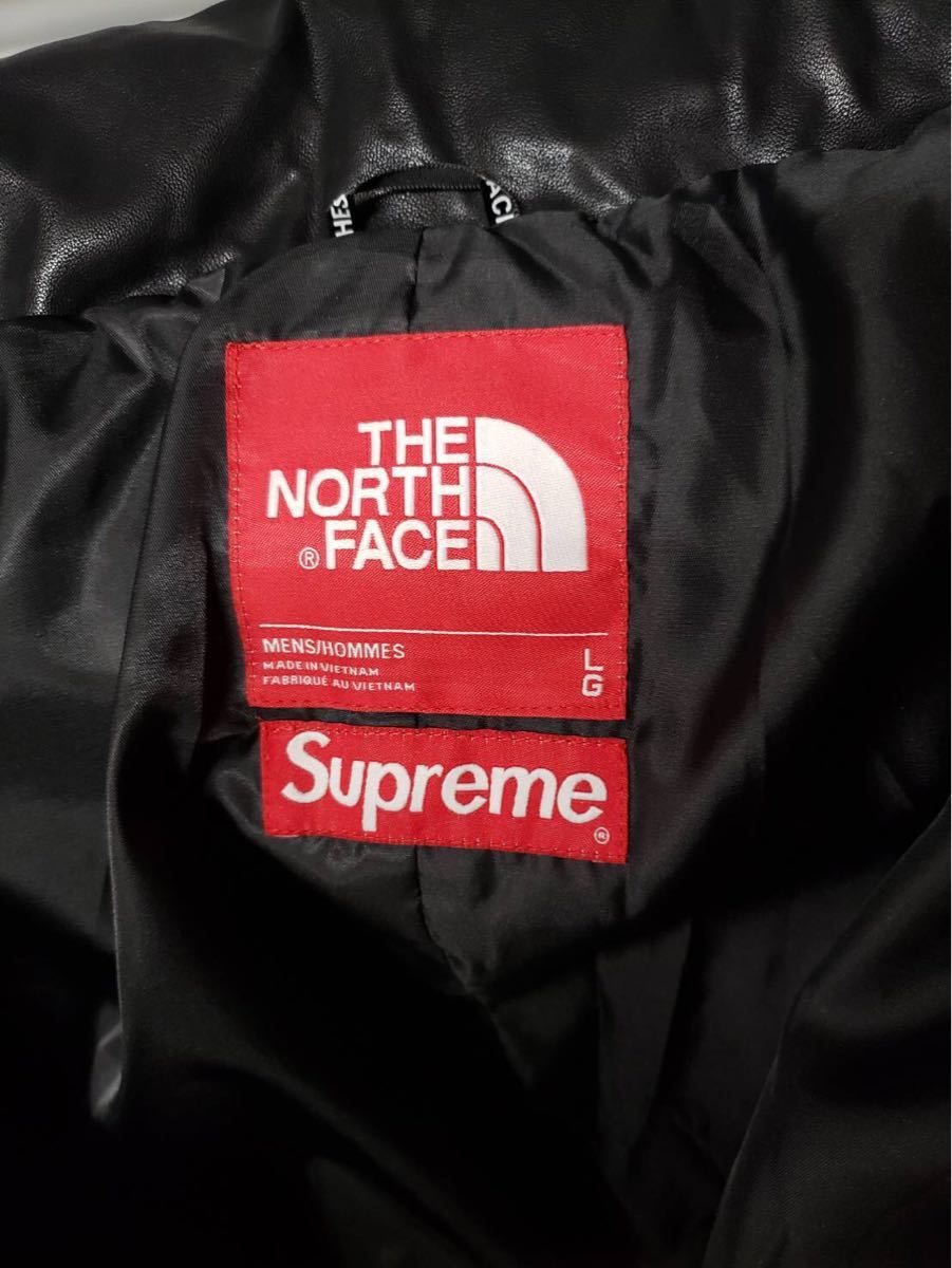 新品　正規品　Supreme シュプリーム 17AW THE NORTH FACE レザー ヌプシ ダウン ジャケット ノースフェイス Leather Nuptse Jacket L Logo Hooded Box 中古・古着通販Supreme 17AWモデル 蛍光ボックス