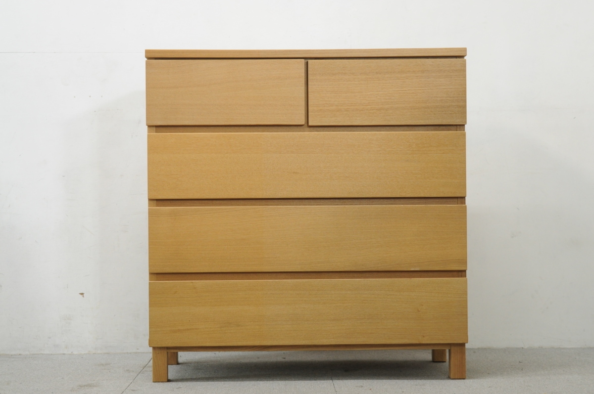 muji 無印良品 タモ材 4段チェスト 80×40×83cm ドロワー 整理タンス