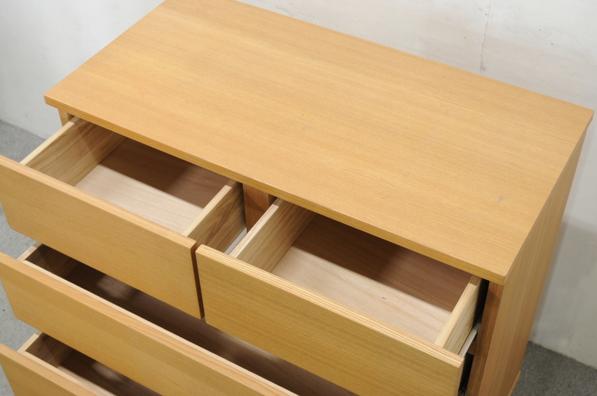 muji 無印良品 タモ材 4段チェスト 80×40×83cm ドロワー 整理タンス