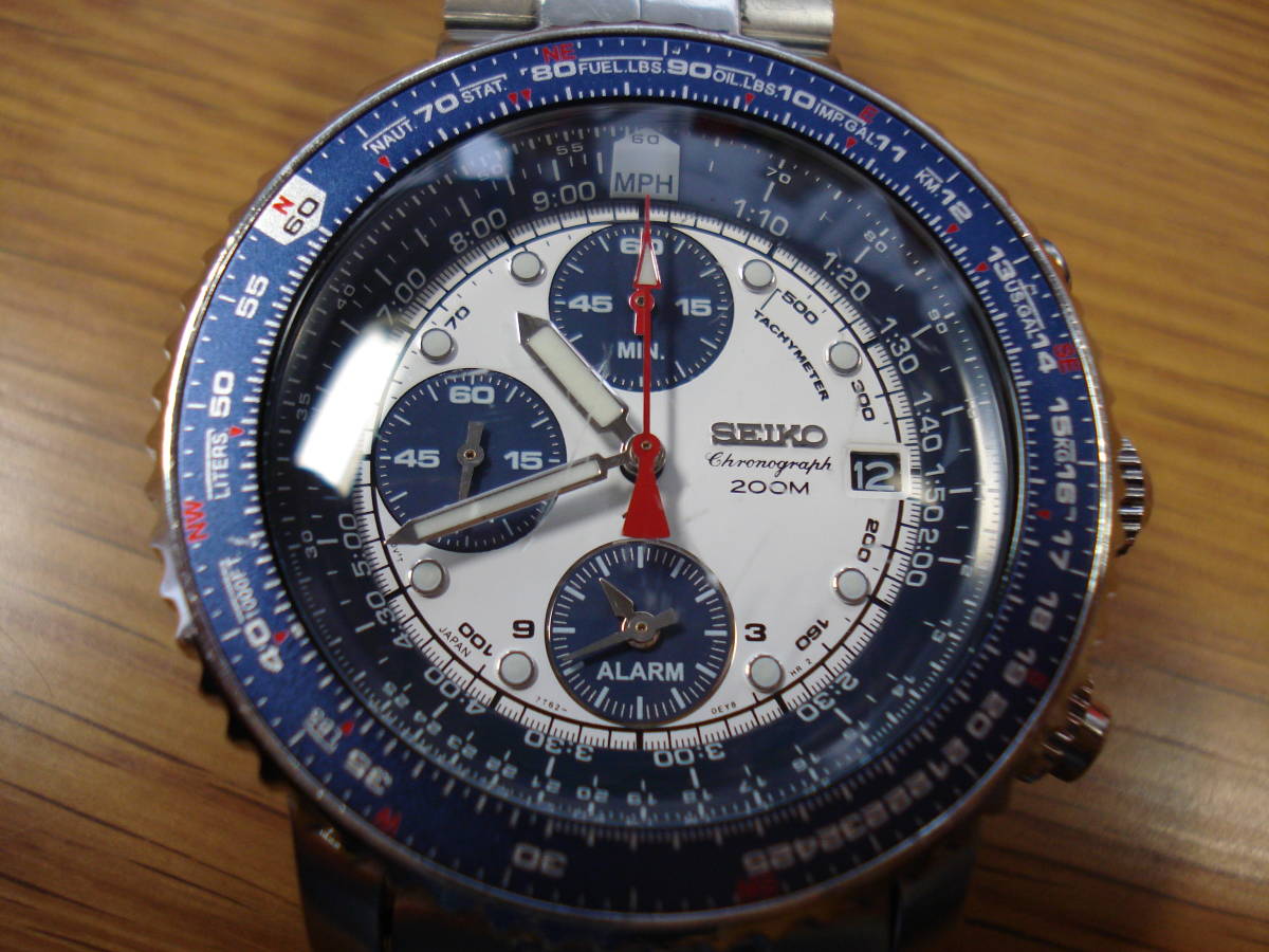 電池新品】 セイコー クロノグラフ 7T62-0EB0 パイロット クォーツ 