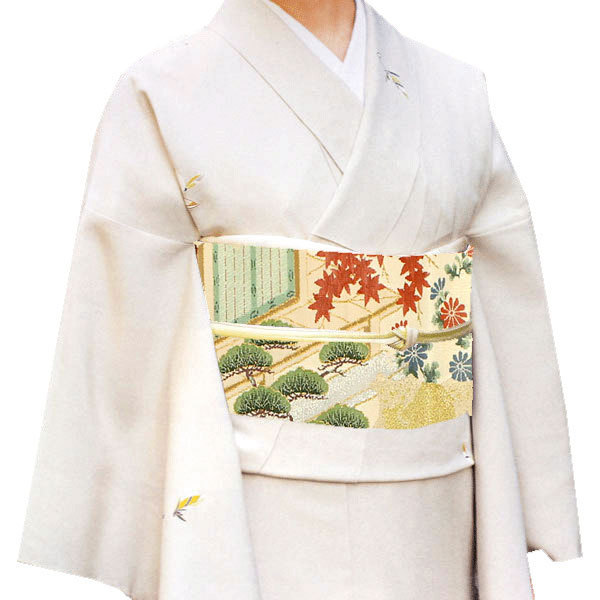 【帯匠洛都】 美術コレクト 黒瀬織 袋帯 手織つづれ 利休春秋文 中古品