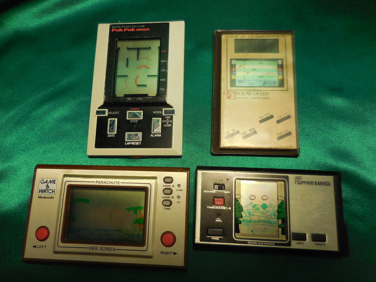 任天堂 ゲームウォッチ パラシュート バンダイ ツッパリカラス ソーラーダービー エポック パクパクマン 電子ゲーム 4個セット ジャンク 