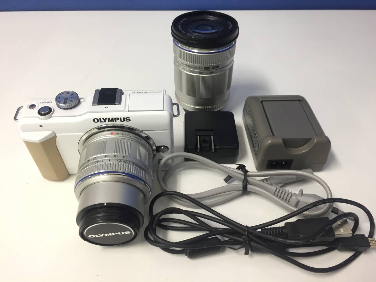 OLYMPUS E-PL1s ホワイト ダブルレンズセット 1696 ☆【良品】OLYMPUS オリンパス E-PL1s ダブルズームキット ホワイト