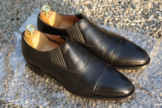 □ SCOTCH GRAIN スコッチグレイン サイドエラスティックシューズ 黒