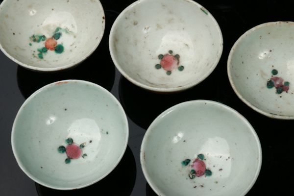 煎茶碗 煎茶 煎茶道具 色絵 京焼 宗泉 五客組 豆彩 玉露