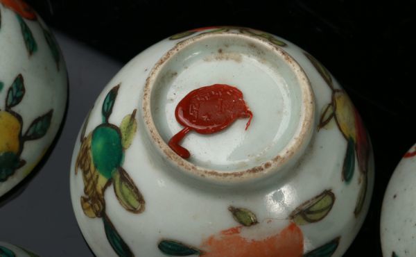 煎茶碗 煎茶 煎茶道具 色絵 京焼 宗泉 五客組 豆彩 玉露