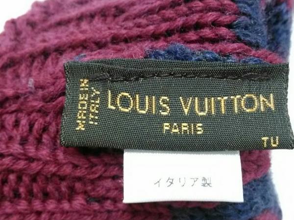 ルイヴィトン LOUIS VUITTON 手袋 ウール パープル×ボルドー レディース 美品