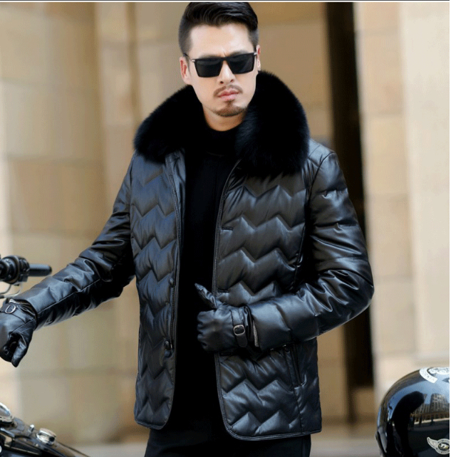 秋冬 メンズレザーダウンジャケット メンズスリムシープスキンレザー メンズキツネの毛皮の革のジャケット サイズ選択可py 014 Mサイズ 売買されたオークション情報 Yahooの商品情報をアーカイブ公開 オークファン Aucfan Com