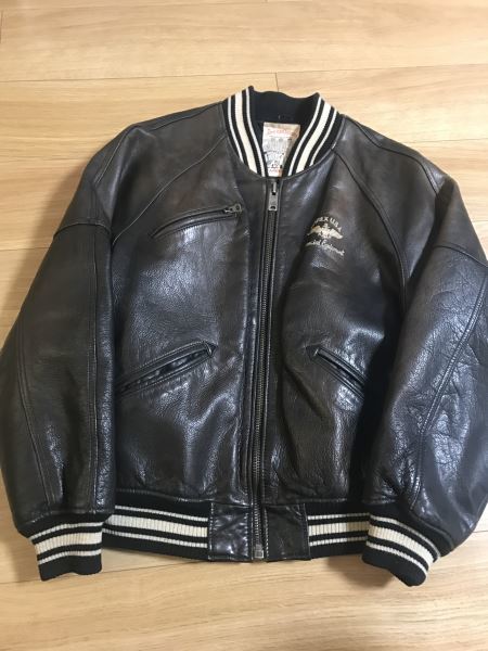 AVIREX アーチロゴ オールレザー スタジャン XS アビレックス 