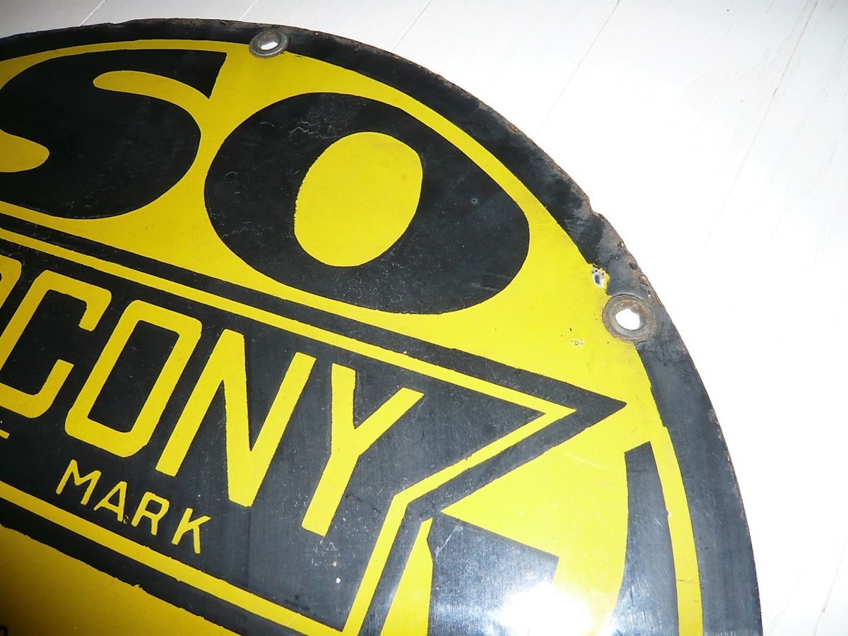 □95：未使用 戦前 ホーロー看板 紐育スタンダード石油会社 SOCONY