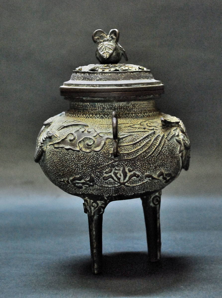 蝋型香炉 三好外栄（雅号・三治）富山県高岡 展示品処分 蝋型香炉三好