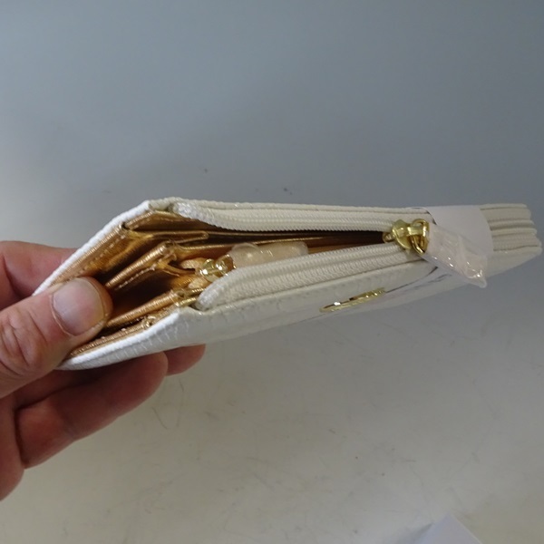 早割クーポン ★即決 未使用品 えんぎ屋 水晶院 財運白蛇長財布 金運アップ ホワイト×ゴールド金具 定形外500円★