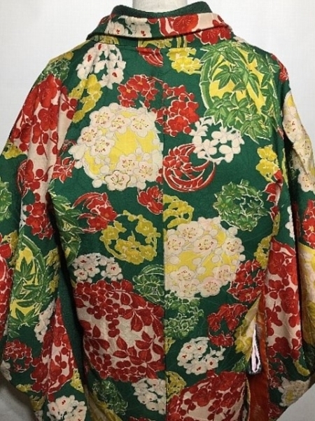 着物10 即決 逸品!! 絹 色無地 堅牢草木染 紋なし アンティーク 羽織 名古屋帯 帯締め 帯揚げ 羽織紐 6点セット 袷 身丈169cm 裄68cm ☆5