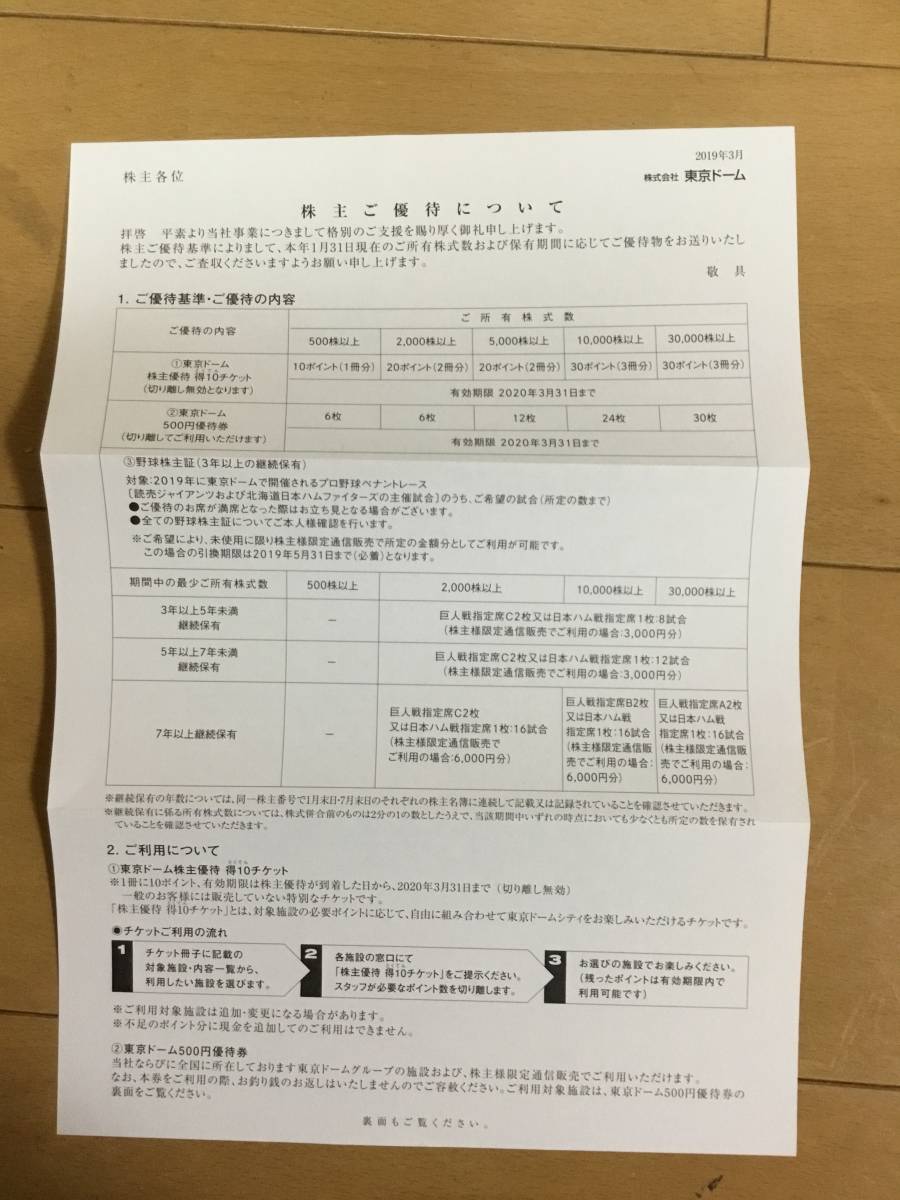 【最新】東京ドーム 株主優待 送料無料_2