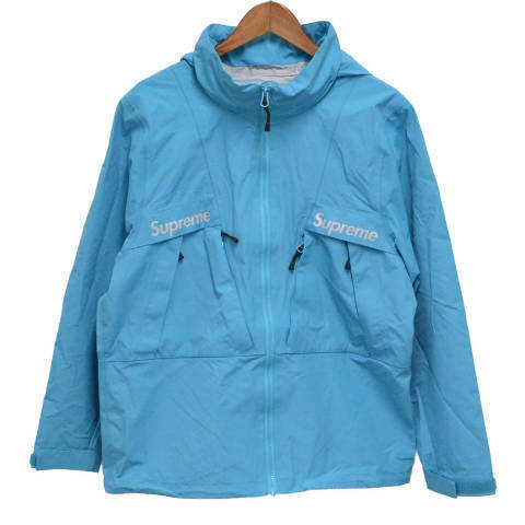 SUPREME 水色 ナイロンジャケット SUPREME(シュプリーム)17AW Taped Seam Jacket リフレクターロゴハーフ