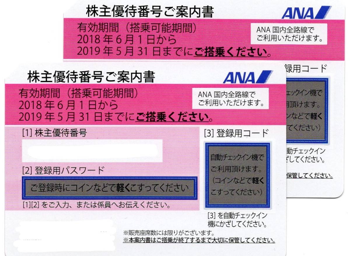 ANA★株主優待券★2019年5月31日までに搭乗を 2枚セット★送料無料
