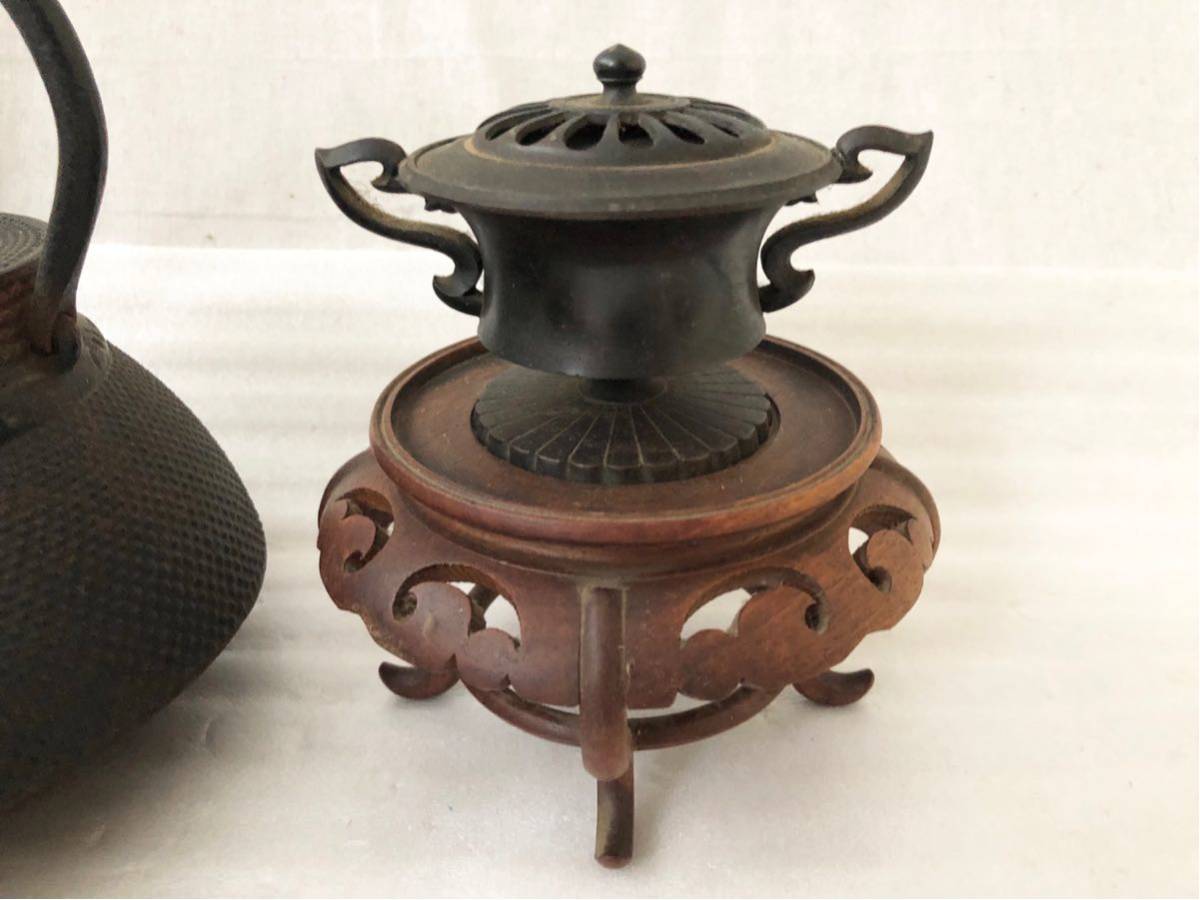 茶道具 急須 3点セット 南部鉄器 南部鉄瓶 おまけ付き 煎茶道具 鉄瓶 香炉 SALE 時代物 棗 陶器急須 まとめて 鉄急須 鉄瓶百科