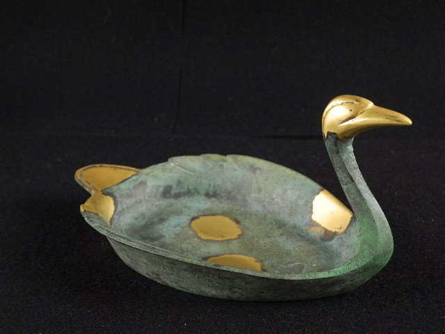 秦蔵六 四代 『塗金銅床置 瑞鳥』 緑和堂 ｜骨董品買取 共箱 秦蔵六の