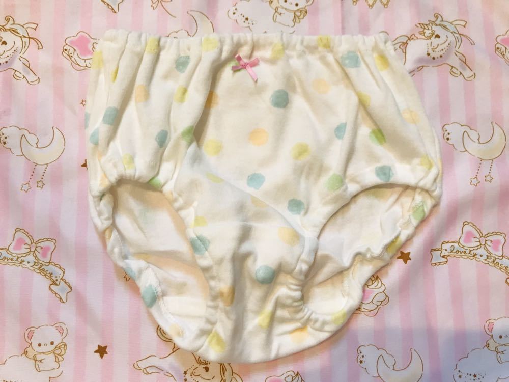 JS 小学生 ふんわり 柔らか ドット柄 ジャンク 難あり 記名 春用 女の子向け 綿100% パンツ ショーツ ちびパン たんす整理品 エコ ...