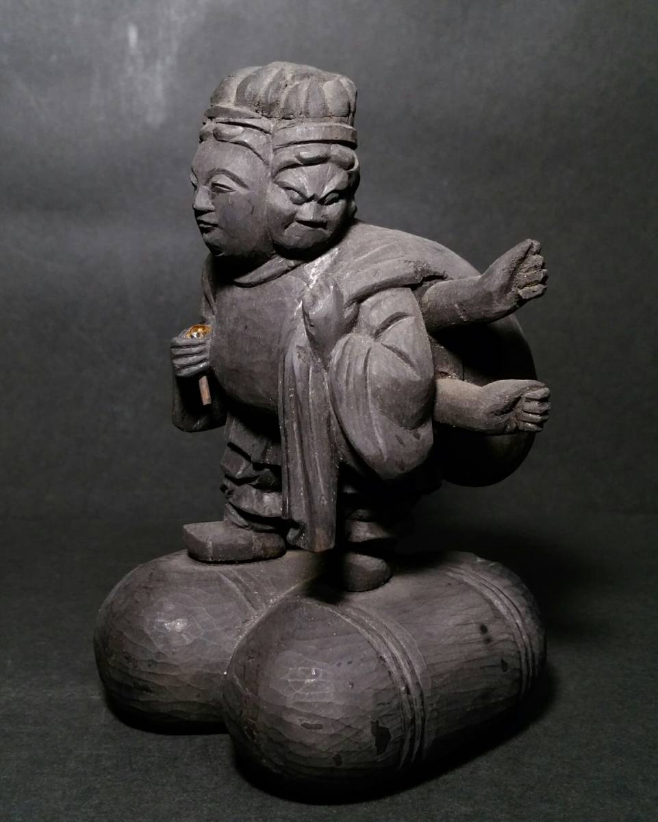 木造 古美術柳 - 三面大黒天 立像 江戸期 興福寺 法相 木造大黒天像