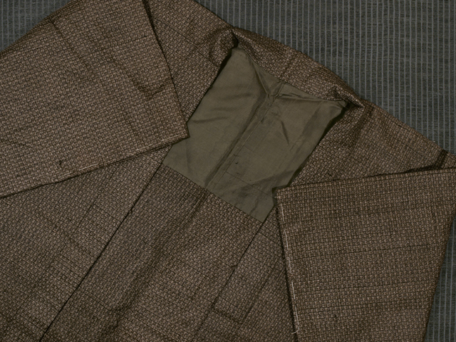 【アンティーク】幾何文 大島紬 羽織 丈78　TAID04001風楽