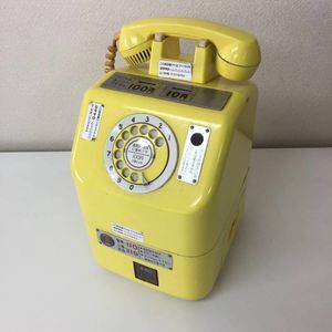 レトロ NTT 公衆電話貯金箱(黄色)