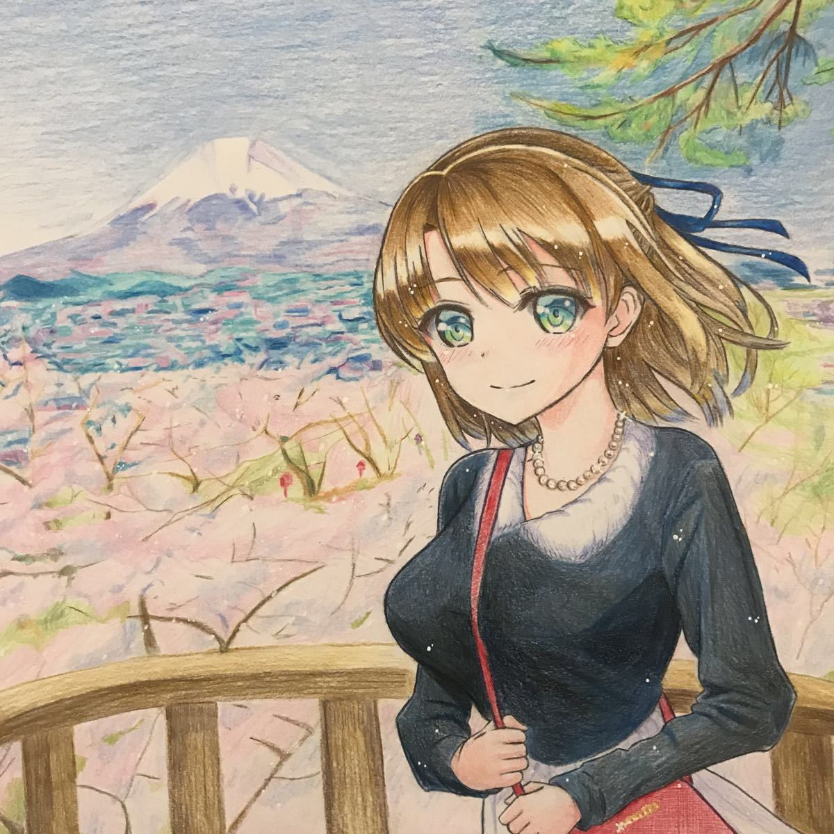 オリジナル 手描きイラスト 色紙 女の子 桜 デート 色鉛筆 手描きイラスト 売買されたオークション情報 Yahooの商品情報をアーカイブ公開 オークファン Aucfan Com