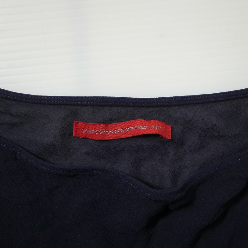 Y's ワイズ シルク ワンピース 黒 2 / 赤ラベル yohji yamamoto composition see attached label 絹 シフォン モード ブランド古着 