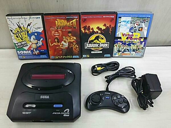 【ジャンク】 SEGA メガドライブ2 ◎本体+ソフトまとめて4本セット ゲームできました ※ソフトは現状品です ◎人気商品! セガ