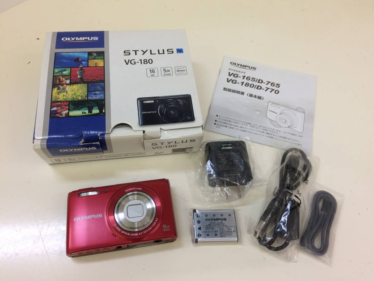 AS】オリンパス コンパクトデジタルカメラ STYLUS VGー180 レッド 0326