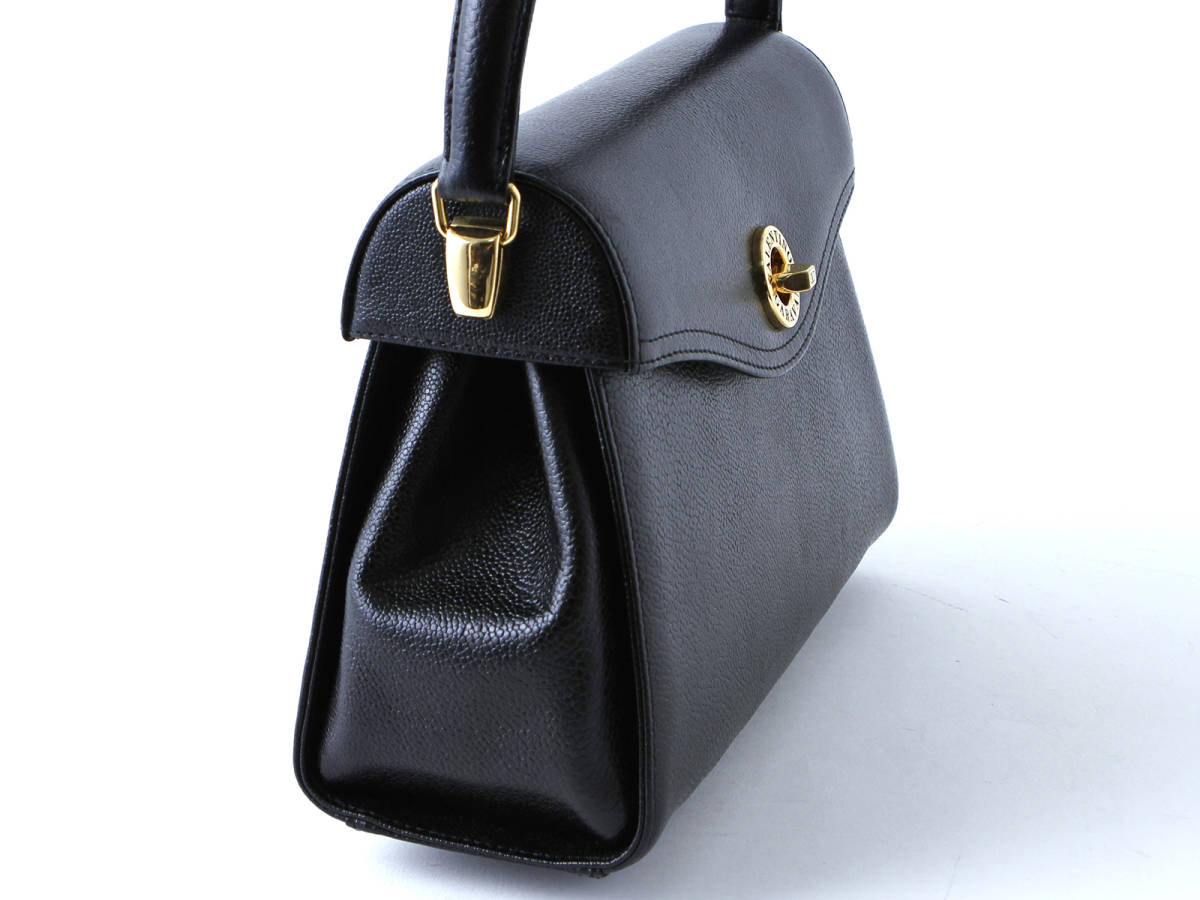 VALENTINO GARAVANI】ハンドバッグ ゴールド金具 レザー 黒色 