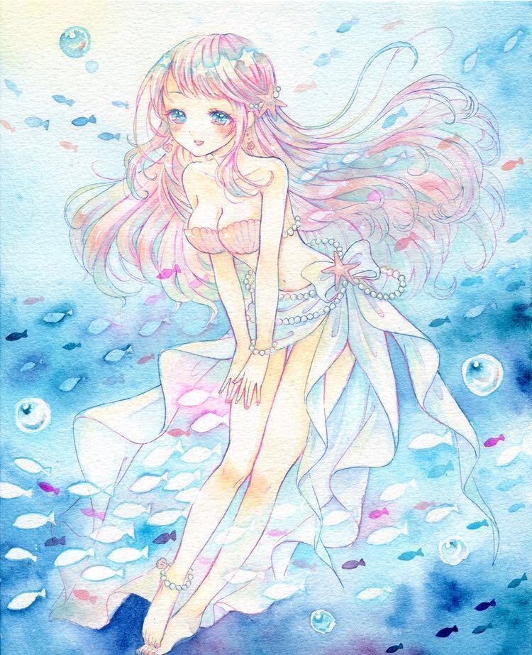 同人手描きイラスト マーメイド風 水着少女 手描きイラスト 売買されたオークション情報 Yahooの商品情報をアーカイブ公開 オークファン Aucfan Com