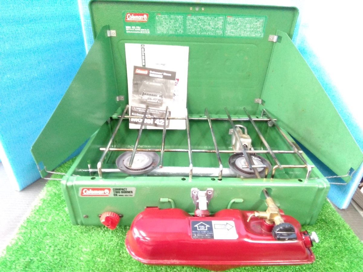 【限定SALE，新品】 $ 自動点火装置 Coleman コールマン COMPACT TWO BURNER DX コンパクトツーバーナー 423-770J 97年2月製造 ＄ 283(ツーバーナー)｜売買されたオークション情報、yahooの商品情報をアーカイブ公開 - オーク ツーバーナー