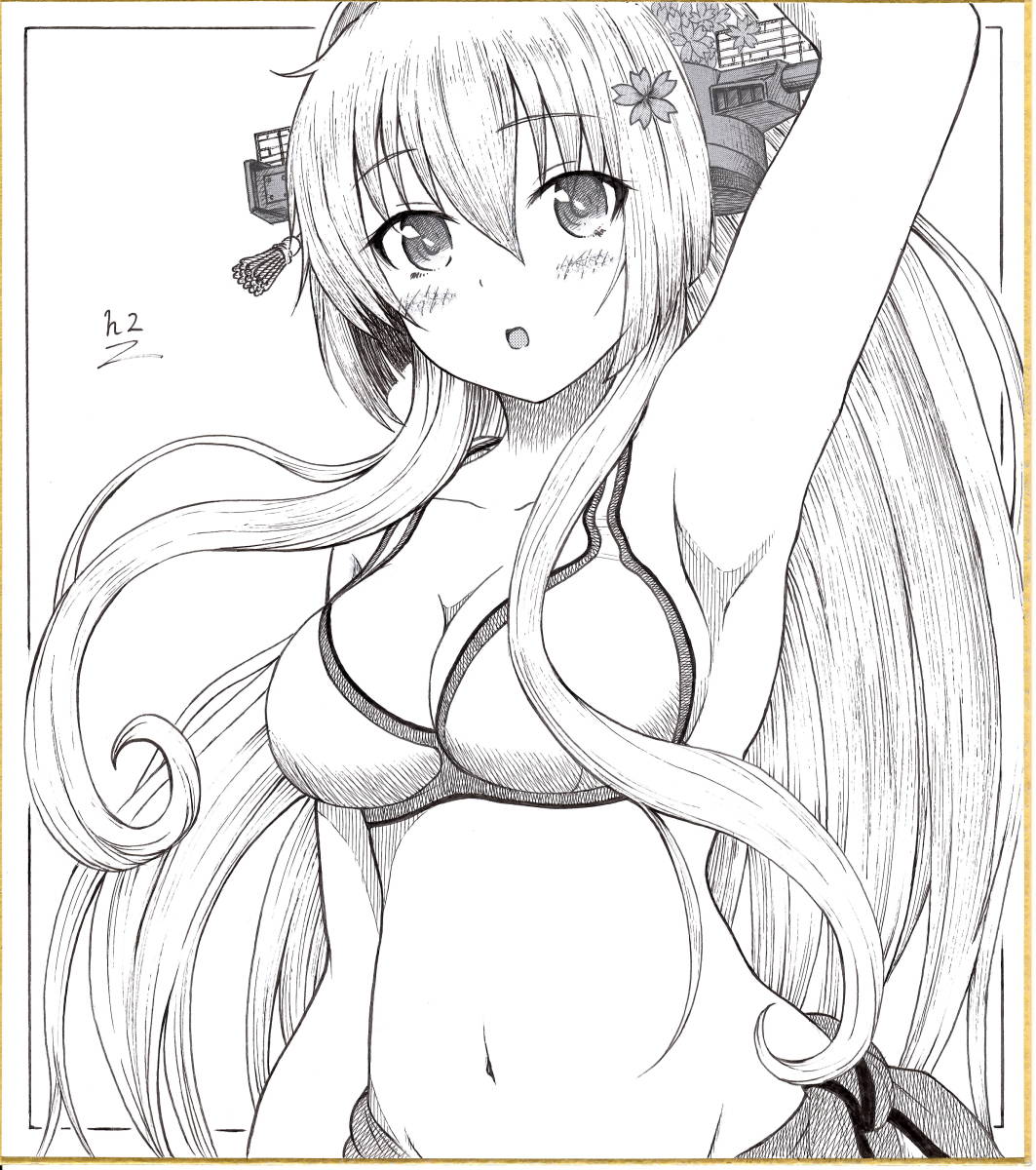 大色紙 同人手描きイラスト【大和 水着mode】艦これ 艦隊これくしょん