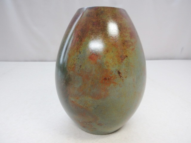 B11 極美品 人間国宝 高橋敬典作 銅花瓶 木箱付 未使用 人間国宝 青銅花瓶 高橋敬典 高橋敬典作 - 重要無形文化財 銅 釜師