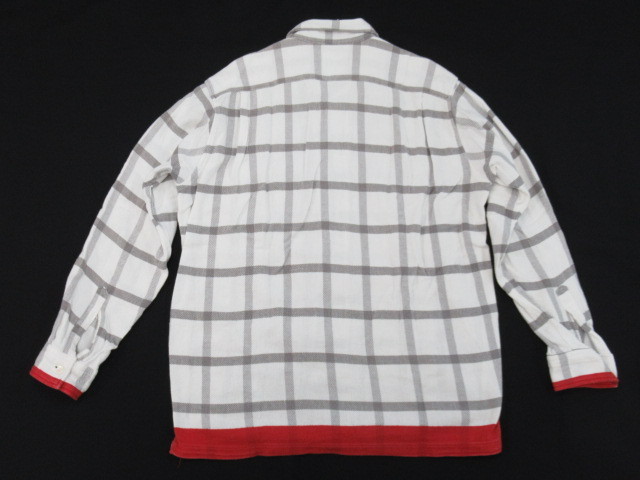 フィネスグッドイナフFINESSE フィネス（FINESSE）名作ラインネル ★FINESS/フィネス × GOODENOUGH/グッドイナフ オープンカラー ラインネルシャツ M/メンズL相当/グレー×レッド/格子柄/長袖＃13207011