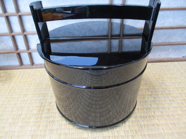 【お買い得，新作】 《和》　輪島塗　茶道具　手桶　漆芸家　貞鳳造　共箱　木製　極上品　美品