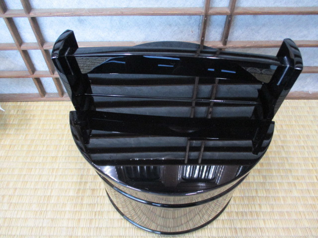 【お買い得，新作】 《和》　輪島塗　茶道具　手桶　漆芸家　貞鳳造　共箱　木製　極上品　美品