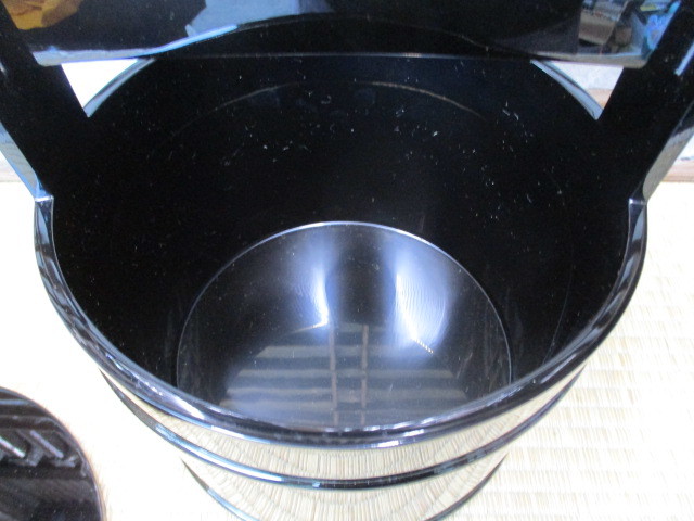【お買い得，新作】 《和》　輪島塗　茶道具　手桶　漆芸家　貞鳳造　共箱　木製　極上品　美品
