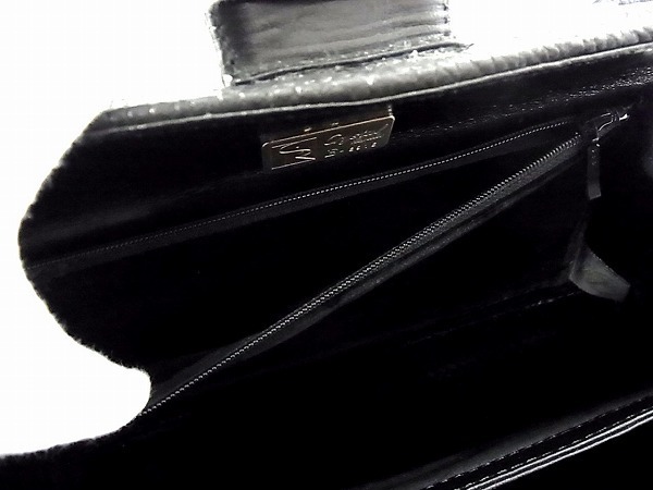1円 ■極上■本物■極美品■JRA公認■ CRYSTAL REPTILES クリスタルレプティルズ シャークスキン 鮫革 ハンドバッグ ブラック C0136Mh