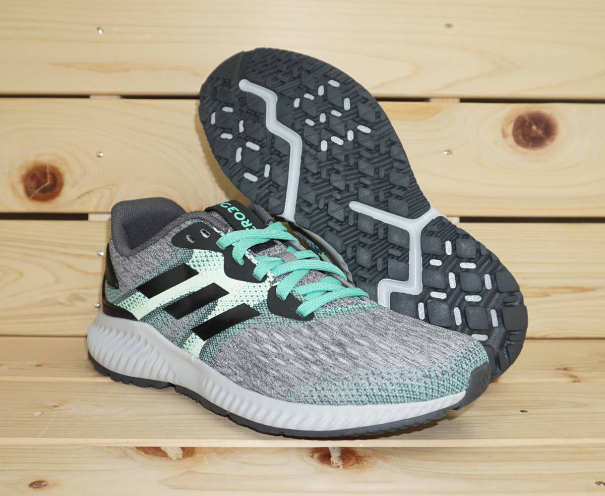アディダス エアロバウンス W 24cm ブラック/グリーン adidas Aero BOUNCE W レディース ランニングシューズ