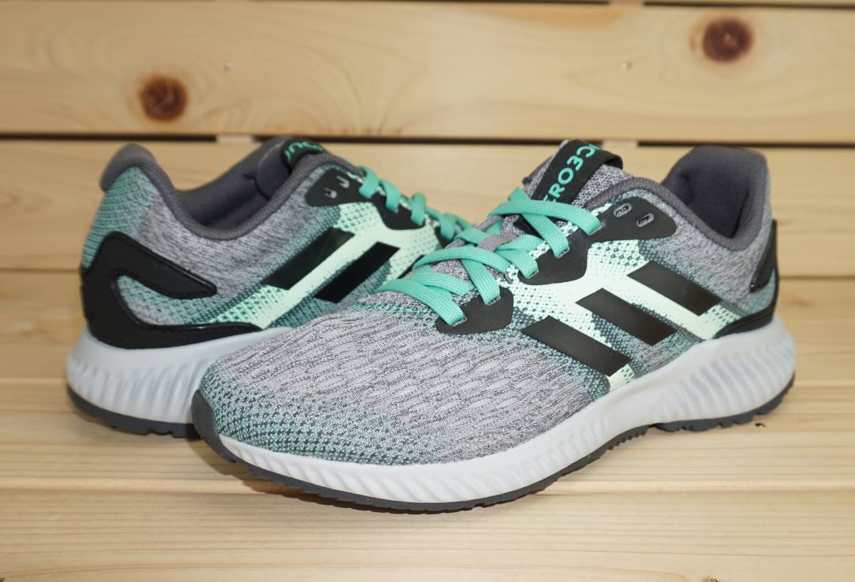 アディダス エアロバウンス W 24cm ブラック/グリーン adidas Aero BOUNCE W レディース ランニングシューズ